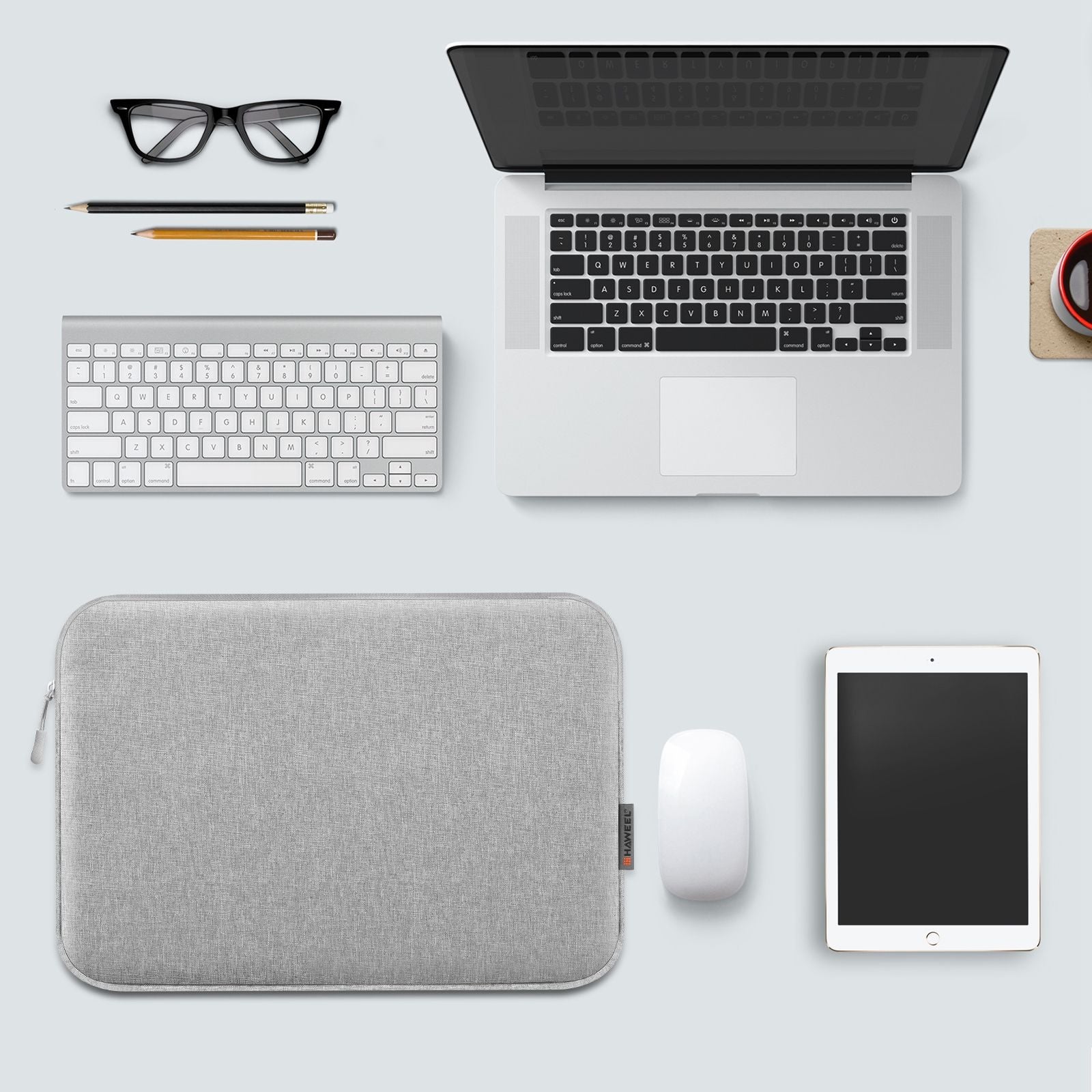 Haweel HWL7015 For MacBook Pro 14 inch (2021) / 15 inch (2013) / (2016) Protective Carrying Case Scratch Resistant Zippered Sleeve Bag (37 x 26cm, 14-15 inch) - Light Grey Haweel HWL7015 For MacBook Pro 14 inch (2021) / 15 inch (2013) / (2016) Protective Carrying Case Scratch Resistant Zippered Sleeve Bag (37 x 26cm, 14-15 inch) - Light Grey